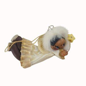 Vintage Eskimo Angel Ornament With Star & Gold Accents, Windsong Designs
